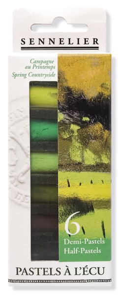 Lot de 6 1/2 godets - Pastels secs Sennelier - Ecu Campagne au printemps