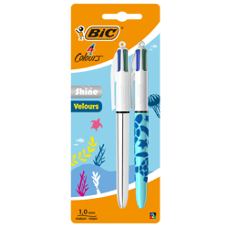 1 Stylo 4 couleurs Shine & 1 stylo 4 couleurs Velours BIC - Pointe Moyenne