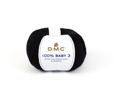 Pelote de laine à tricoter 100% laine mérinos - DMC - 100% Baby 3 - Noir 02