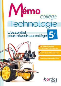 Mémo Collège : Technologie - 5e - Cahier de l'élève (édition 2024)