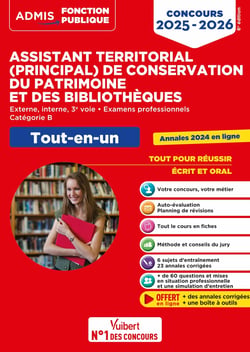 Concours Assistant territorial et Assistant principal de conservation du patrimoine et des bibliothèques - Catégorie B - Tout-en-un : Concours externe, interne et 3e voie - Examens professionnels - 2025-2026