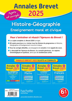 Annales brevet : Histoire-géo-EMC - 3e - Sujets et corrigés (édition 2025)