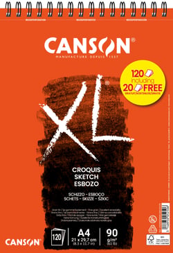 Bloc croquis XXL spirales 120 feuilles A4 90G - Canson
