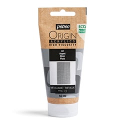 Tube 60 ml de peinture acrylique Pébéo - Origin Acrylics - Argent