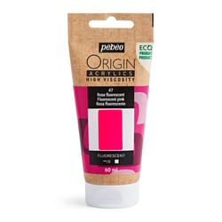 Tube 60 ml de peinture acrylique Pébéo - Origin Acrylics - Rose fluorescent