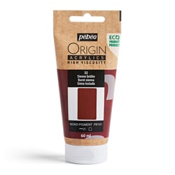Tube 60 ml de peinture acrylique Pébéo - Origin Acrylics - Sienne brûlée