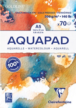 Bloc Aquarelle Clairefontaine - A5 14,8 x 21 cm - Goldline aquapad - 70 feuilles