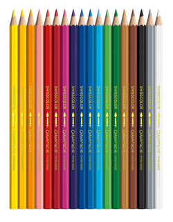Lot de 18 crayons de couleur aquarellables - Caran d'Ache - Couleurs assorties - Swisscolor