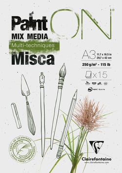 Bloc Clairefontaine - A3 - Paint On Misca - 15 feuilles - 250g/m²