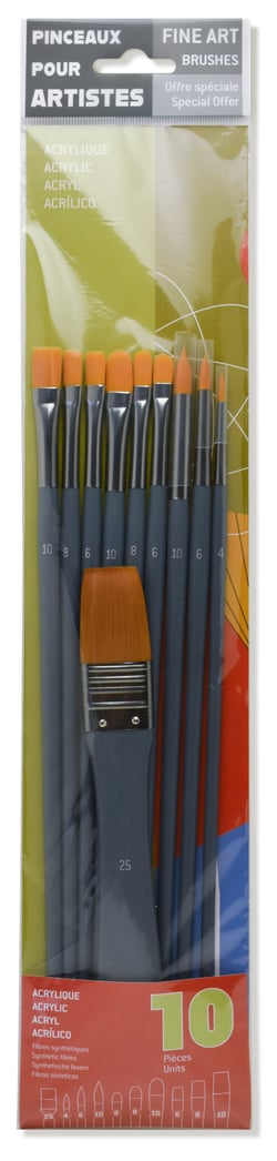 Set de 10 pinceaux Raphaël - Acrylique - Fibre synthétique