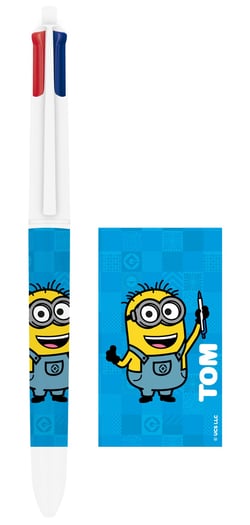 Stylo bille 4 couleurs BIC - Minions bleu- Noir, bleu, vert, rouge - Pointe moyenne