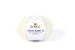 Pelote de laine à tricoter 100% laine mérinos - DMC - 100% Baby 3 - Blanc 03