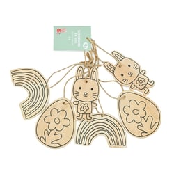 Lot de 6 supensions en bois - Lapins fleurs - Créalia enfants
