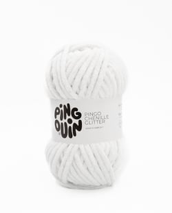 Pelote de fil à tricoter 100 % polyester - Phildar - Pingo Chenille - Glitter Blanc