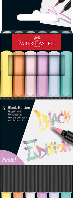 Lot de 6 feutres Faber Castell - Pastels - Black Edition