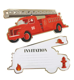 Lot de 8 invitations - Pompiers - Tim & Puce Factory