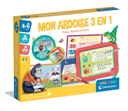 Mon ardoise 3 en 1 : trace, dessine et écris - Clémentoni