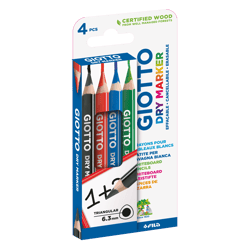 Lot de 4 crayons effaçables - Giotto - Coloris assortis - Dry Marker