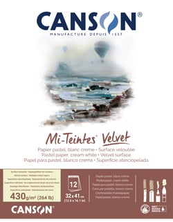 Bloc collé petit côté Canson - Mi-Teintes® Velvet - blanc crème - A3 32 x 41 cm - 430g/m²