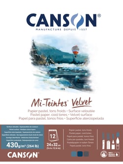 Bloc collé petit côté Canson - Mi-Teintes® Velvet - tons froids - A4 24 x 32 cm - 430g/m²