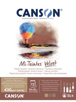 Bloc collé petit côté Canson - Mi-Teintes® Velvet - nuances de brun - A4 24 x 32 cm - 430g/m²