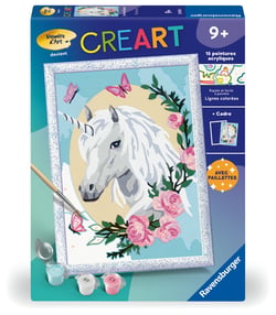 Peinture au numéro Ravensburger - CreArt  - licorne fleurie - 18,3 x 25 cm