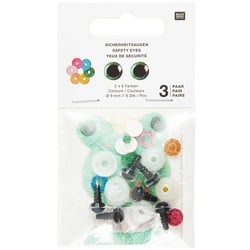3 paires d'yeux sécurisé - 9 mm - 6 pièces