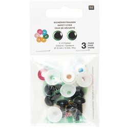 3 paires d'yeux sécurisé - 12 mm - 6 pièces