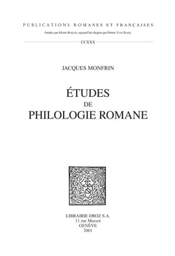 Etudes de Philologie Romane