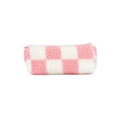 Trousse 1 compartiment Cultura - Rose - Sherpa damiers