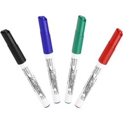 Lot de 5 marqueurs effaçables à sec BIC - Velleda 1741 - Bleu / noir / rouge / vert - Pointe en ogive moyenne 