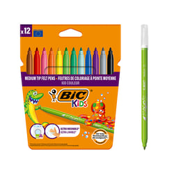 Pochette de 12 feutres de coloriage - Kid Couleur - Pointe moyenne - Bic Kids