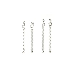 Fermoirs mousquetons avec chaîne x4 - 12 mm - Acier inoxydable argenté - Créalia
