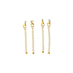Fermoirs mousquetons avec chaîne x4 - 12 mm - Acier inoxydable doré - Créalia