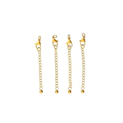 Fermoirs mousquetons avec chaîne x4 - 10 mm - Acier inoxydable doré - Créalia