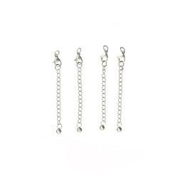 Fermoirs mousquetons avec chaîne x4 - 10 mm - Acier inoxydable argenté - Créalia
