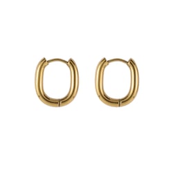 Boucles d'oreilles créoles ovales - 16 x 15 mm - Acier inoxydable doré - Créalia