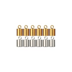 Embouts de cordon à collier x12 - 5 mm - Acier inoxydable doré et argenté - Créalia