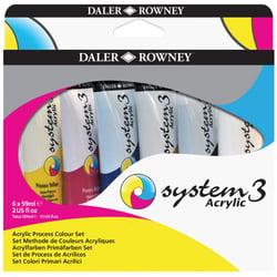 Lot de 6 tubes de peinture acrylique 59 ml Daler Rowney - System3