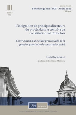 T. 133, L'intégration de principes directeurs du procès dans le contrôle de constitutionnalité des l : Contribution à une étude processuelle de la QPC