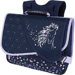 Cartable Oberthur - Bleu - Cheval - 2 compartiments