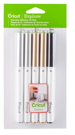 Lot de 10 feutres pointes mixtes - Cricut™ - Noir, or, argent