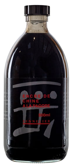 Flacon d'encre de chine à la pagode - Noire - 500 ml