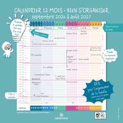 Calendrier 2025/2026 Oberthur - 12 mois - Bien s'organiser - 30 x 30 cm