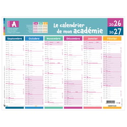 Calendrier 2025/2026 Oberthur - 6 mois - Mon académie Zone A - 43 x 33,5 cm