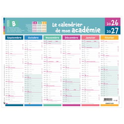 Calendrier 2025/2026 Oberthur - 6 mois - Mon académie Zone B - 43 x 33,5 cm