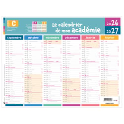 Calendrier 2025/2026 Oberthur - 6 mois - Mon académie Zone C - 43 x 33,5 cm