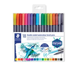Lot de 18 feutres aquarellables double pointe - Staedtler - Multicolore - Design Journey