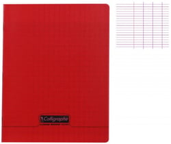 1 cahier polypro 17x22 cm - 48 pages - rouge - grands carreaux