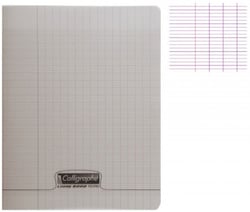 1 cahier polypro 17x22 cm - 48 pages - gris - grands carreaux